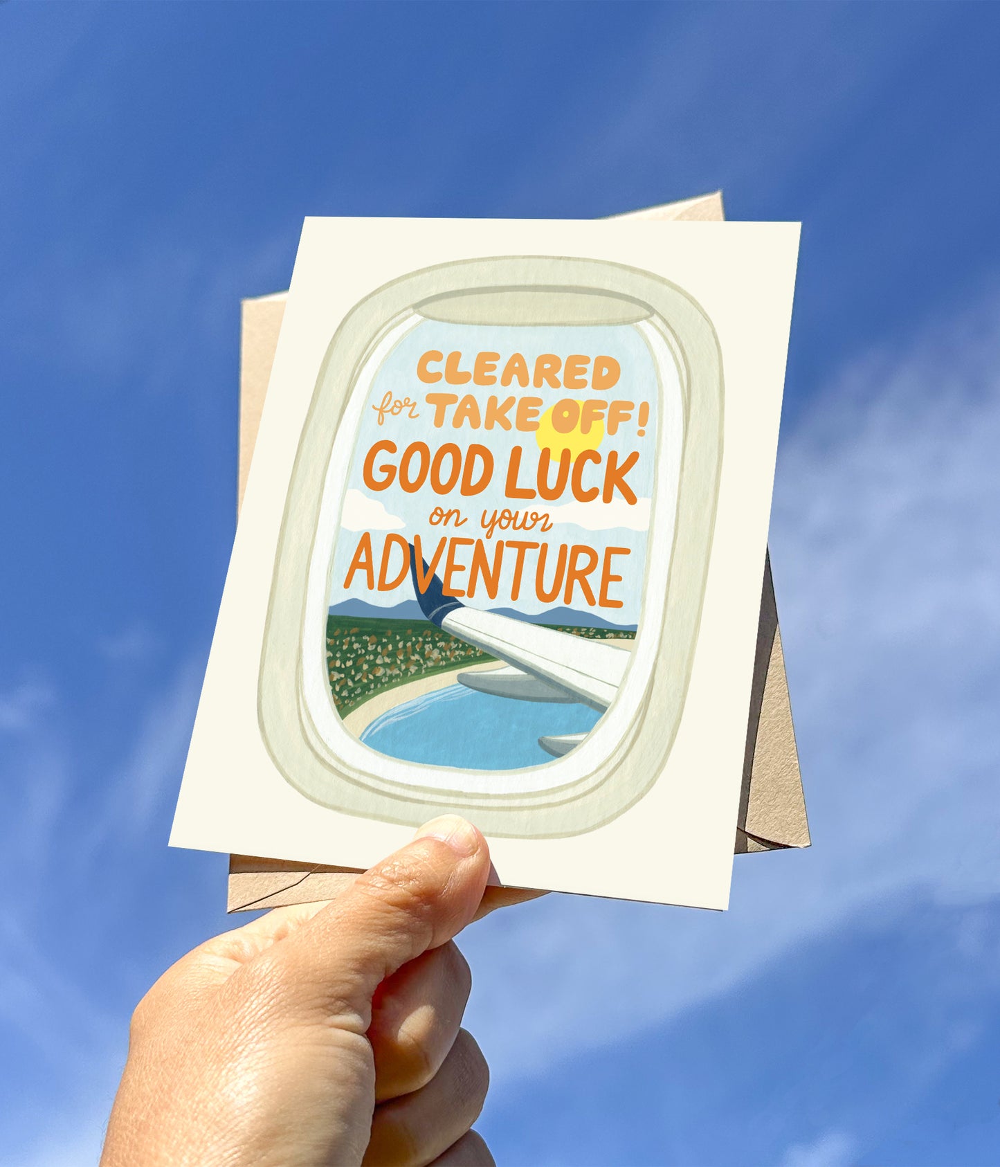 AIRPLANE WINDOW - GOOD LUCK GREETING CARD