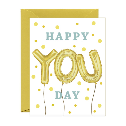 HAPPY YOU DAY FOIL BALLOONS - BIRTHDAY GREETING CARD