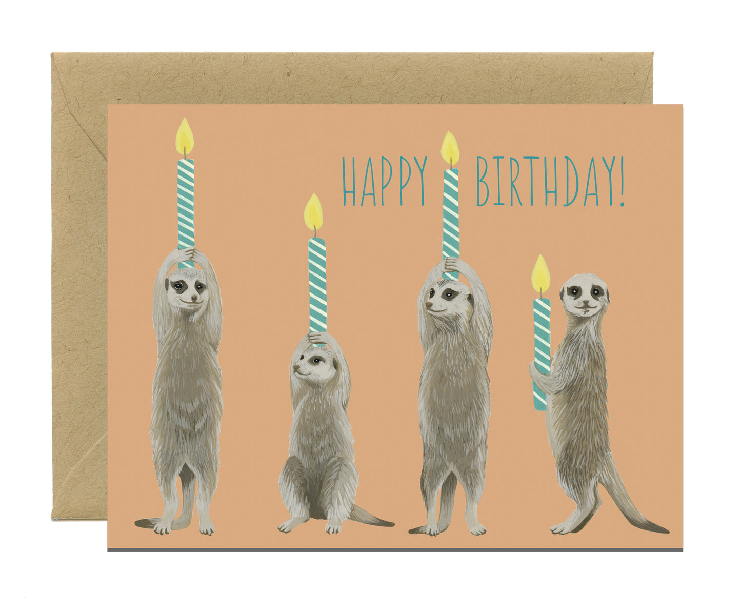 MEERKATS AND CANDLES - BIRTHDAY GREETING CARD