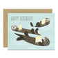 SEA OTTERS WITH CAKE - BIRTHDAY GREETING CARD