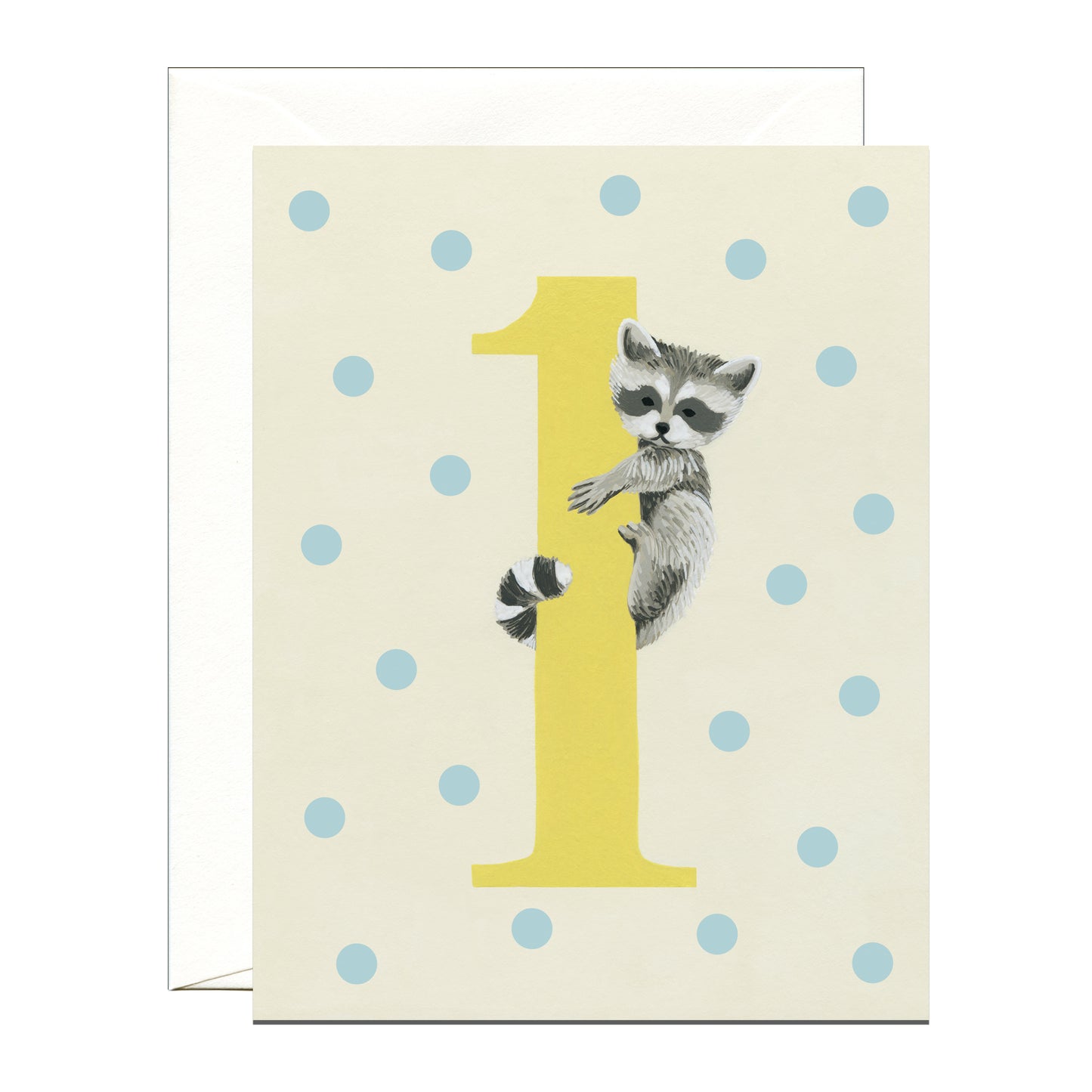 RACCOON FIRST BIRTHDAY GREETING CARD