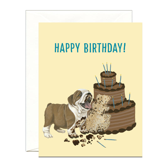 BULLDOG CAKE - BIRTHDAY GREETING CARD