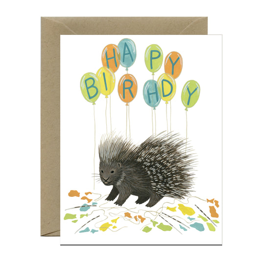 PORCUPINE BALLOONS - BIRTHDAY GREETING CARD