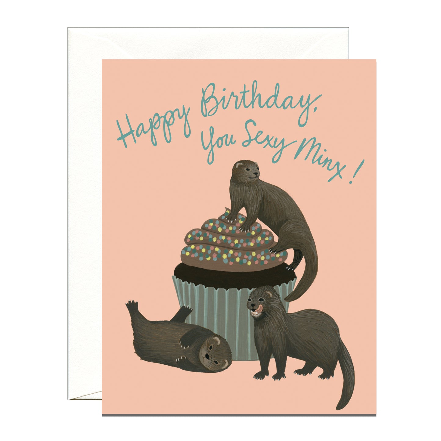 SEXY MINKS AND CUPCAKE - BIRTHDAY GREETING CARD