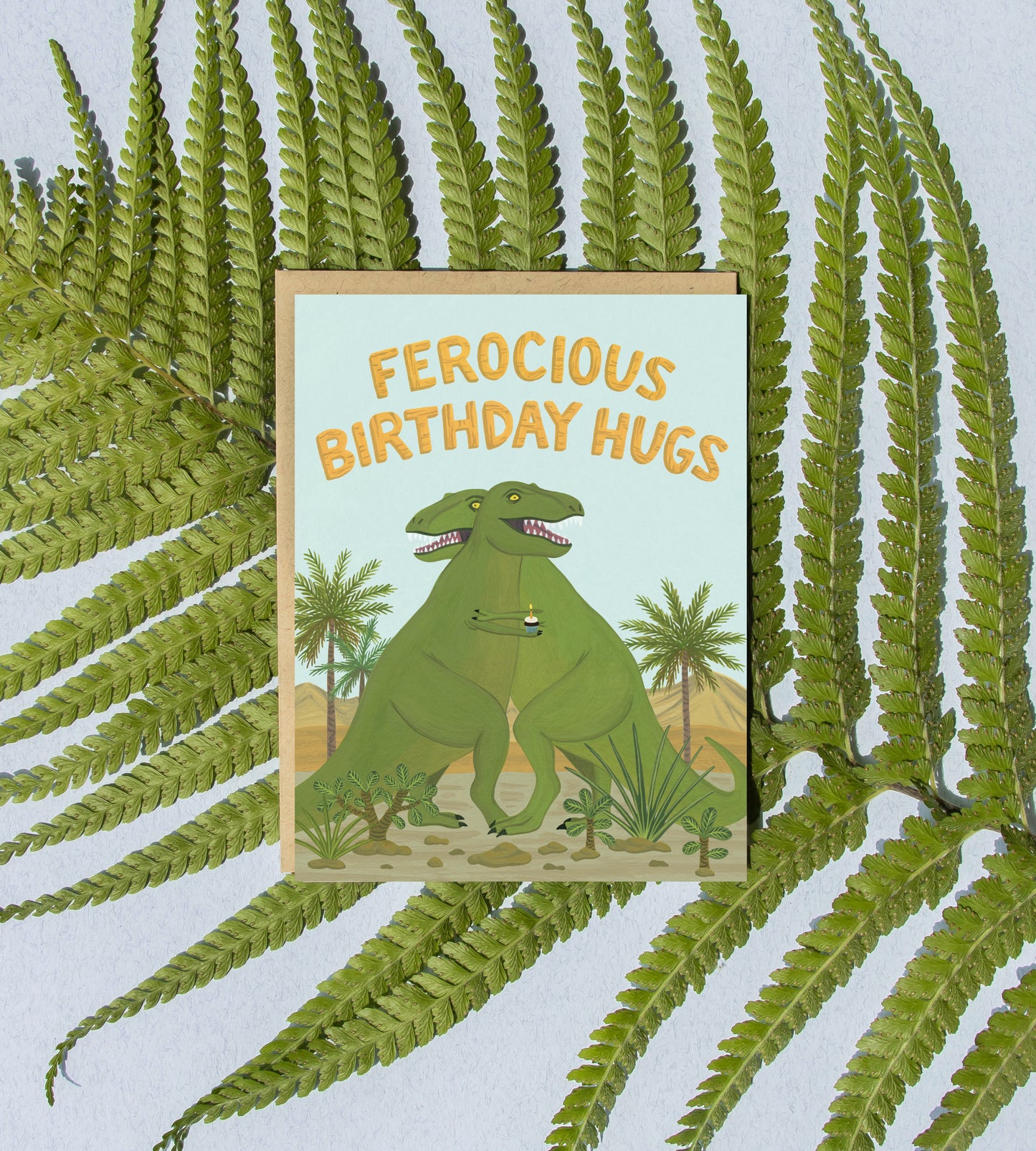 T-REX DINOSAUR HUGS - BIRTHDAY GREETING CARD