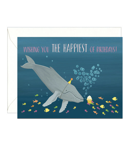 WHALE, FISH AND CUPCAKE - BIRTHDAY GREETING CARD