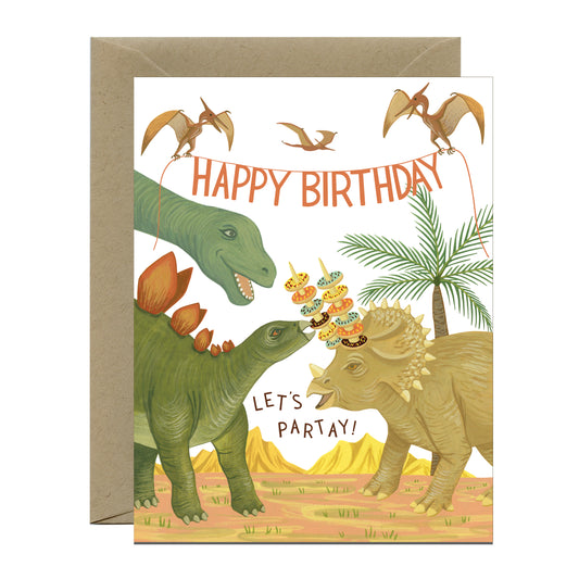 DINOSAUR PARTY - BIRTHDAY GREETING CARD