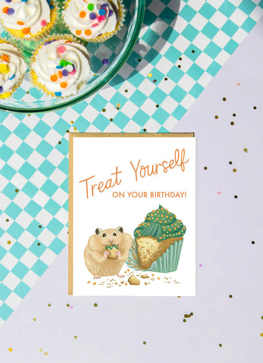 HAMSTER CUPCAKE - BIRTHDAY GREETING CARD