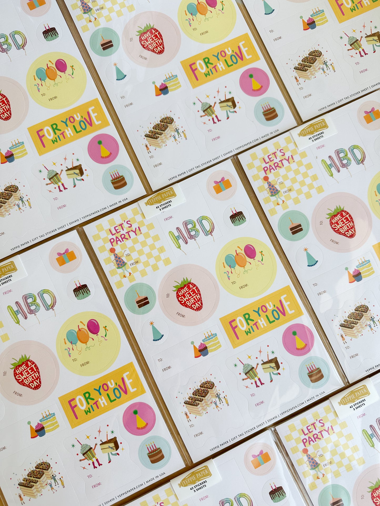 BIRTHDAY THINGS ADHESIVE GIFT TAG STICKER SHEETS - SET OF 3