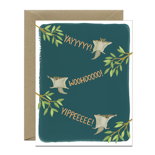 FLYING SQUIRRELS - CONGRATULATIONS GREETING CARD