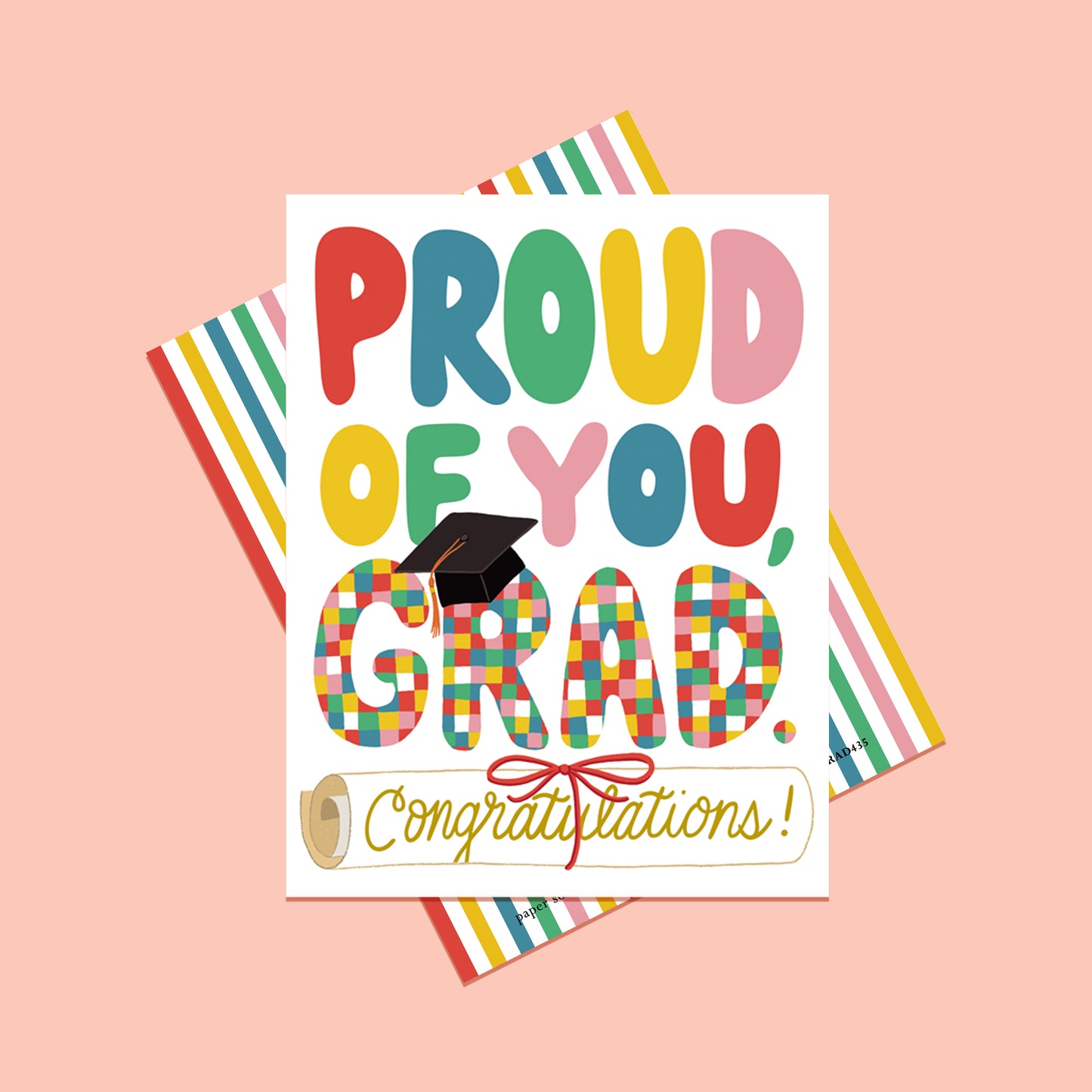 COLORFUL CHECKERED GRADUATION GREETING CARD