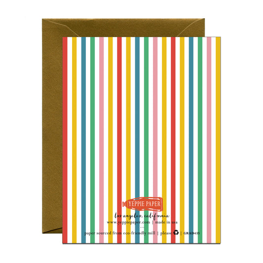 COLORFUL CHECKERED GRADUATION GREETING CARD