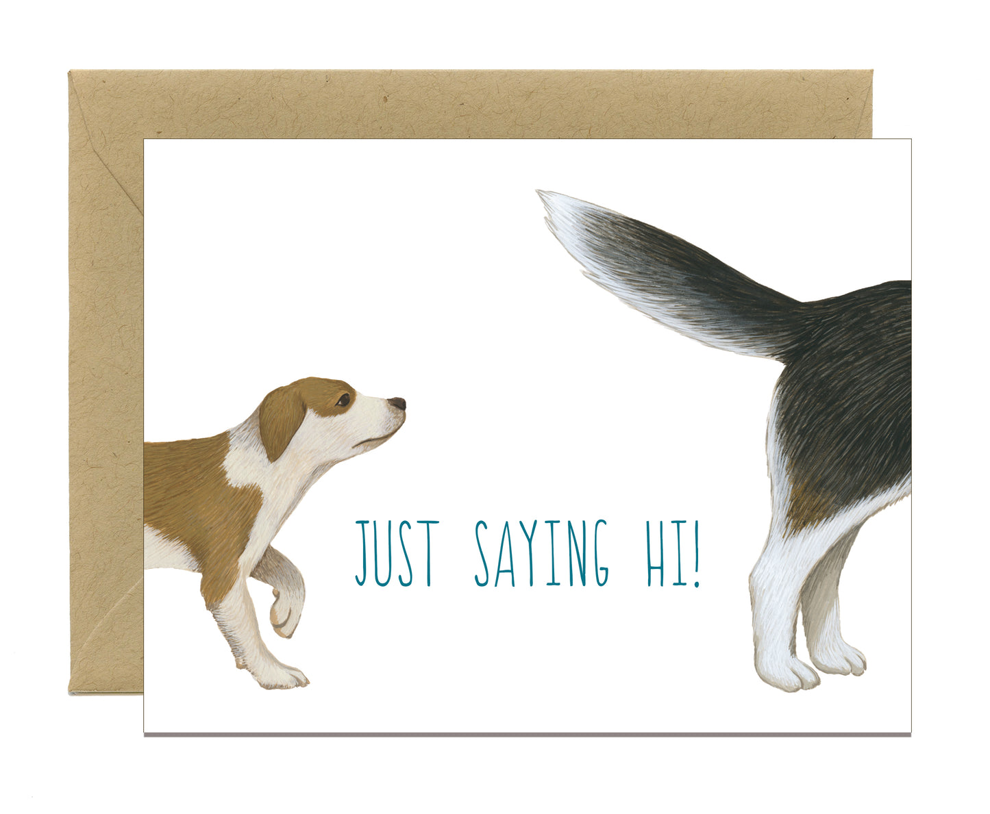 DOGS SAYING HI - HELLO GREETING CARD