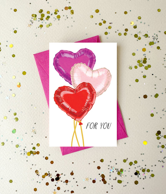 HEART BALLOONS - VALENTINE'S DAY MINI CARD