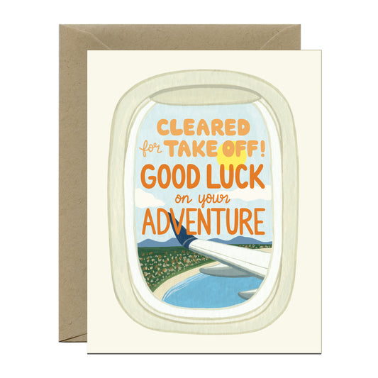 AIRPLANE WINDOW - GOOD LUCK GREETING CARD