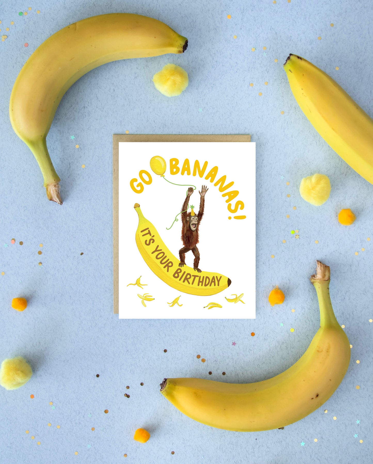 ORANGUTAN BANANA - BIRTHDAY GREETING CARD