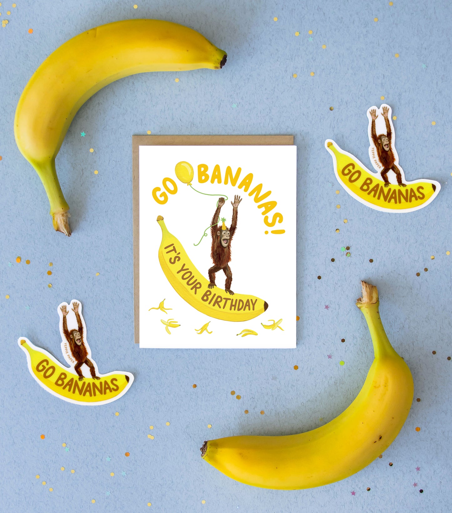 ORANGUTAN BANANA - BIRTHDAY GREETING CARD