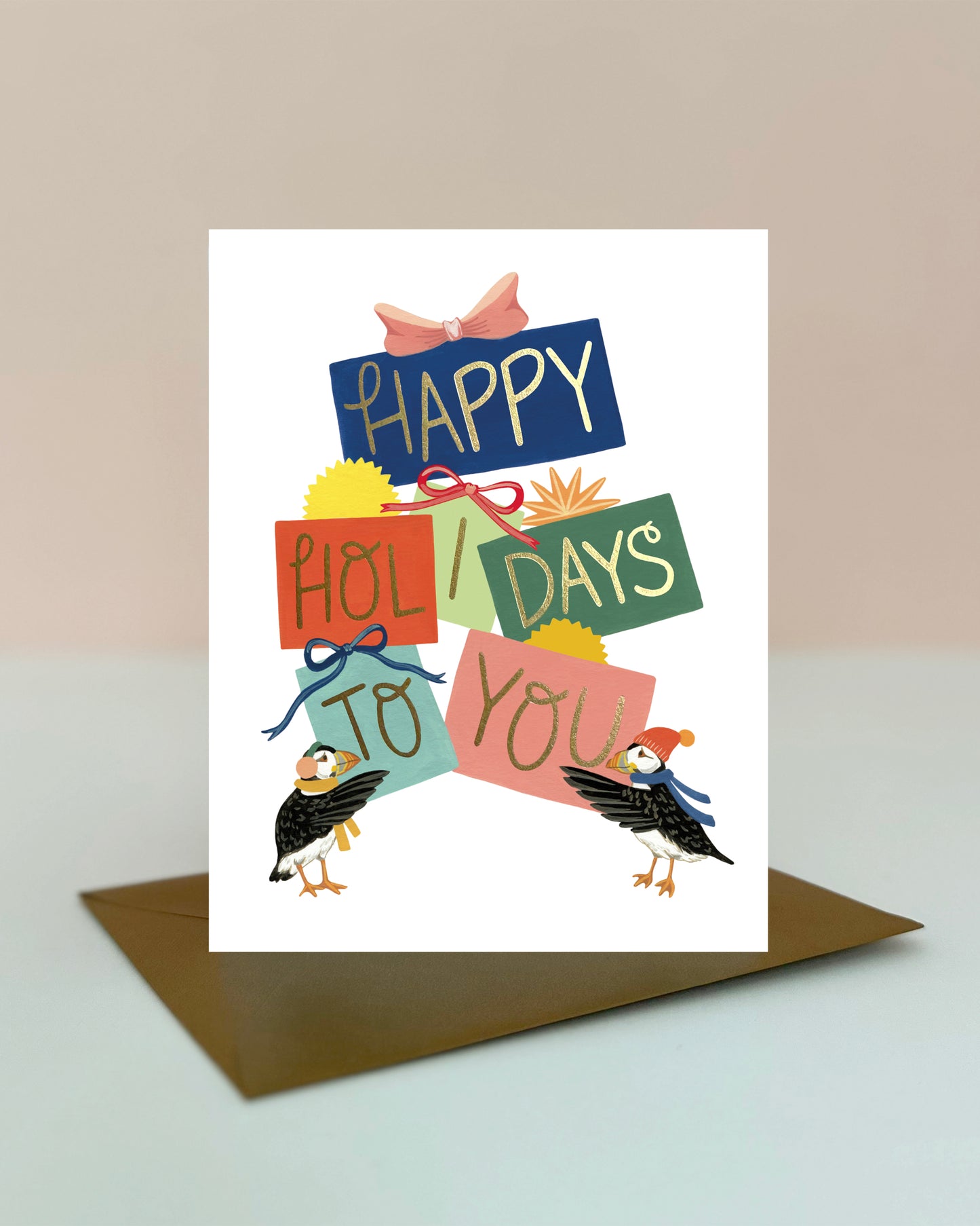 PUFFINS AND PRESENTS - HOLIDAY GREETING CARD