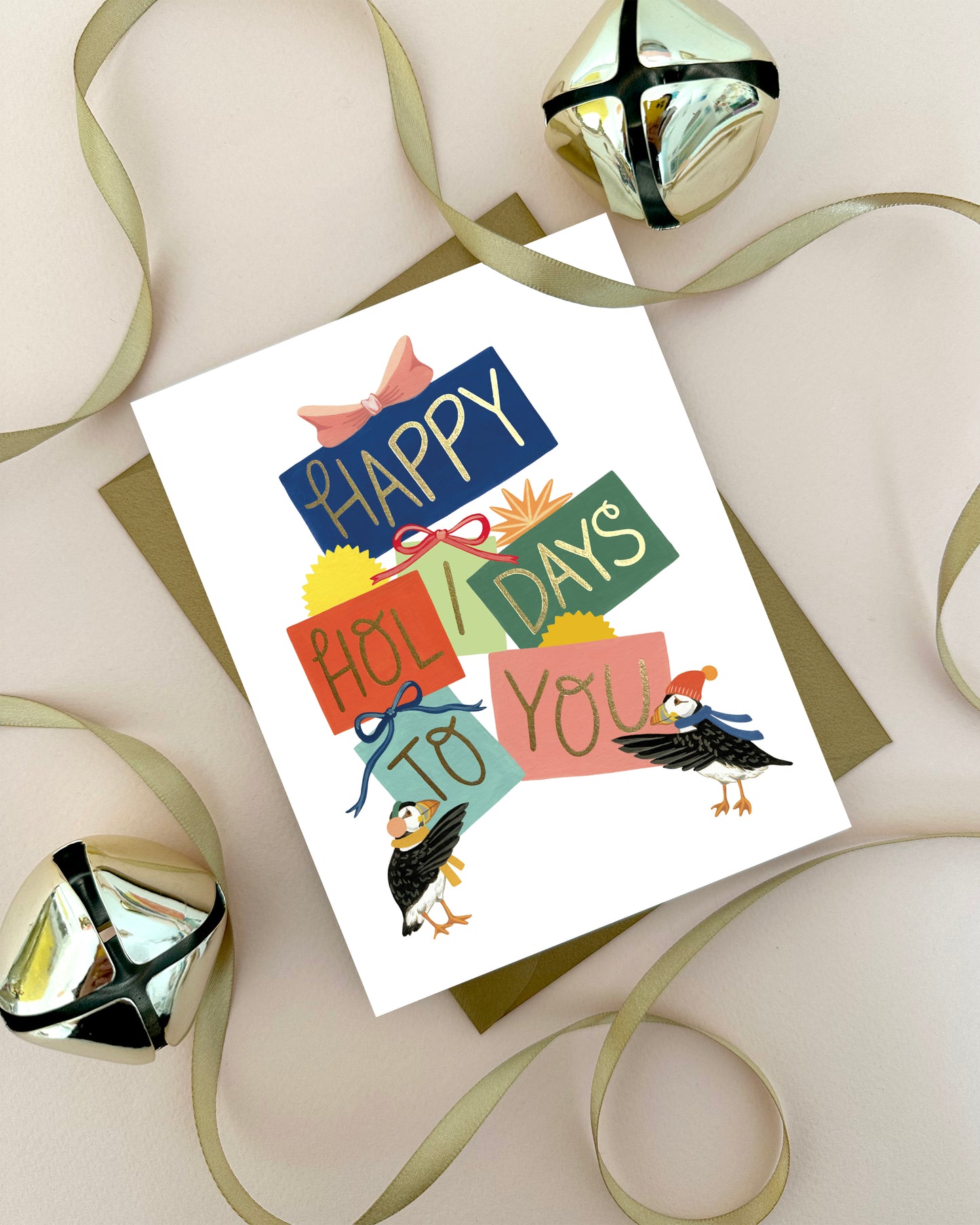 PUFFINS AND PRESENTS - HOLIDAY GREETING CARD