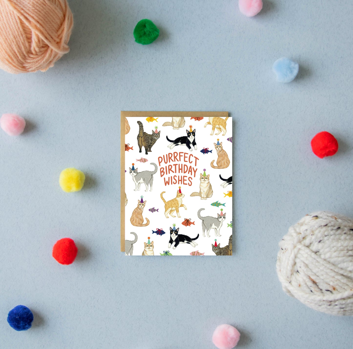 PURRFECT WISHES - BIRTHDAY GREETING CARD