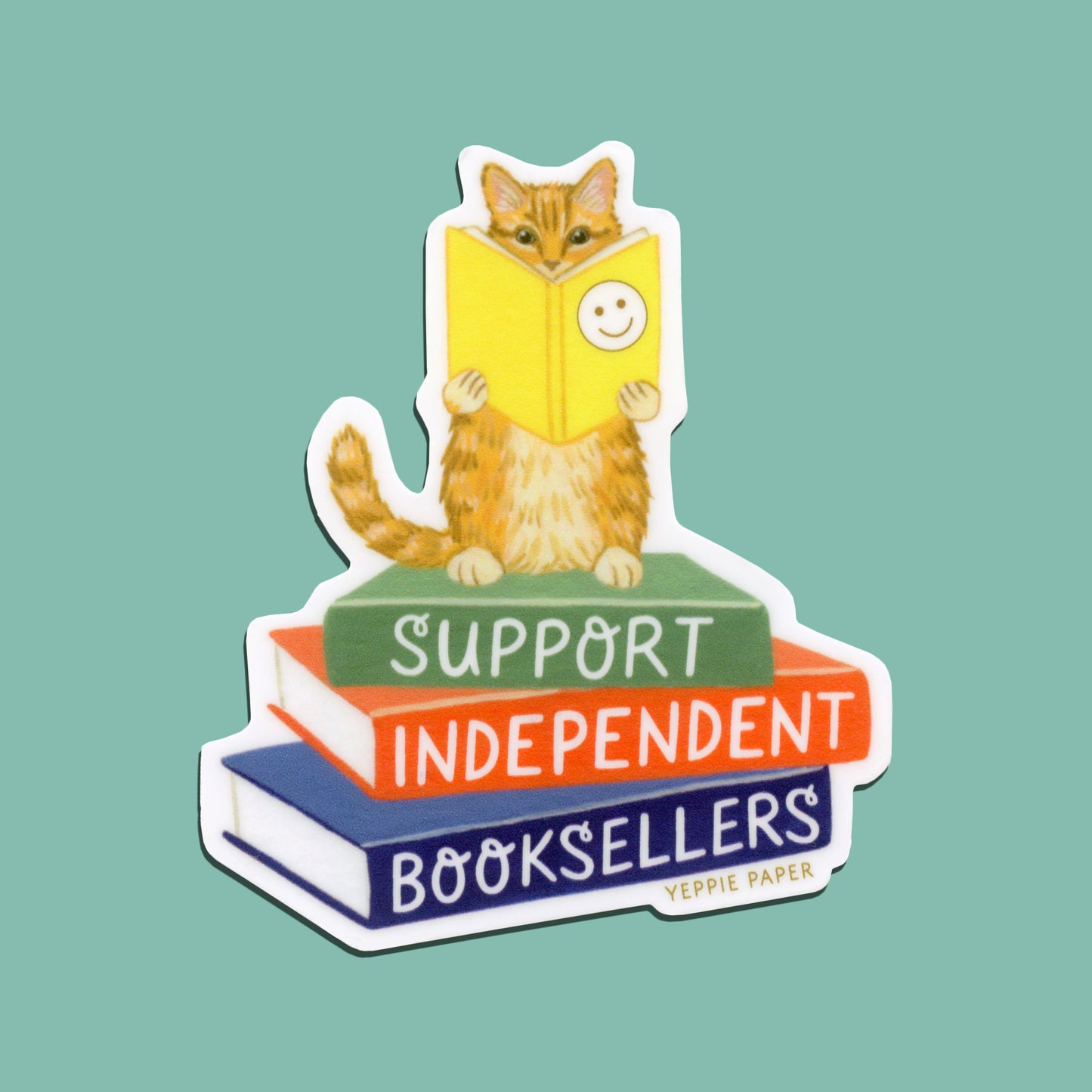 SUPPORT INDEPENDENT BOOKSELLERS CAT - DIE CUT STICKER