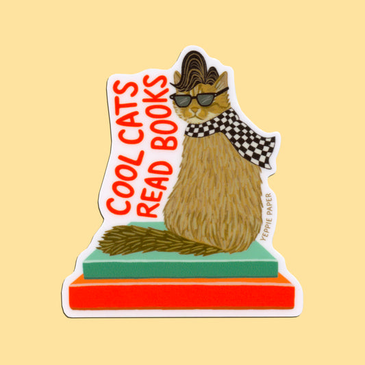 COOL CATS READ BOOKS - DIE CUT STICKER