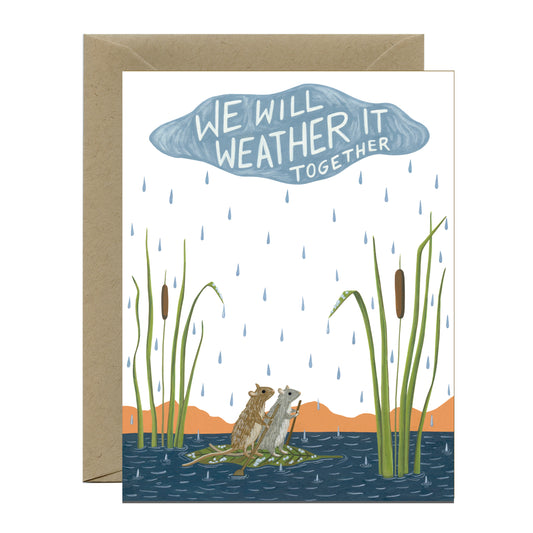 MICE IN THE RAIN - SYMPATHY GREETING CARD