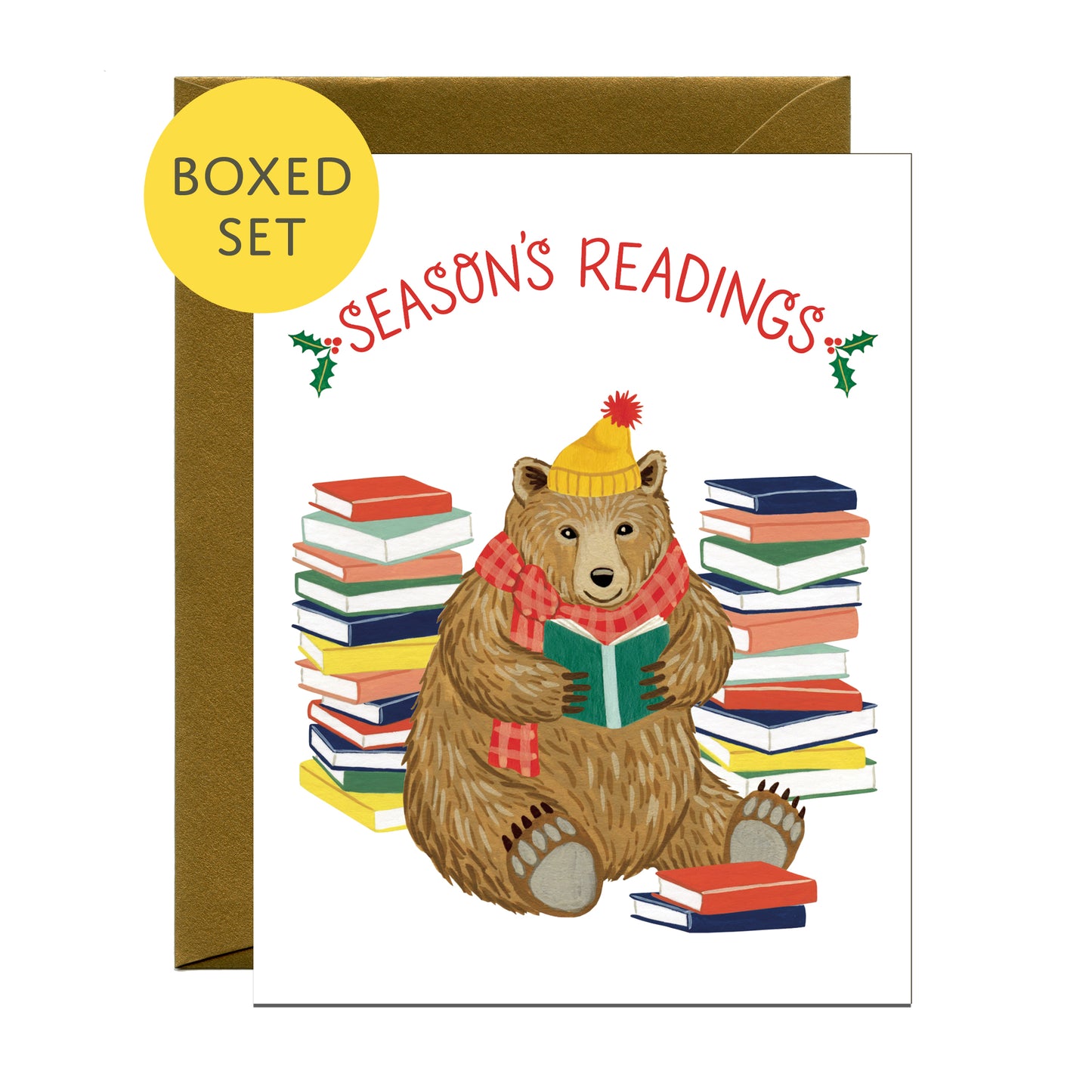 SEASON'S READINGS BEAR - HOLIDAY GREETING CARDS, BOXED SET OF 8