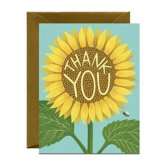 SUNFLOWER AND BUMBLE BEE - THANK YOU GREETING CARD