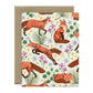 FOREST FOXES AND FLOWERS - BLANK GREETING CARD