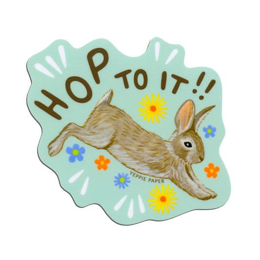 HOP TO IT BUNNY RABBIT - DIE CUT STICKER